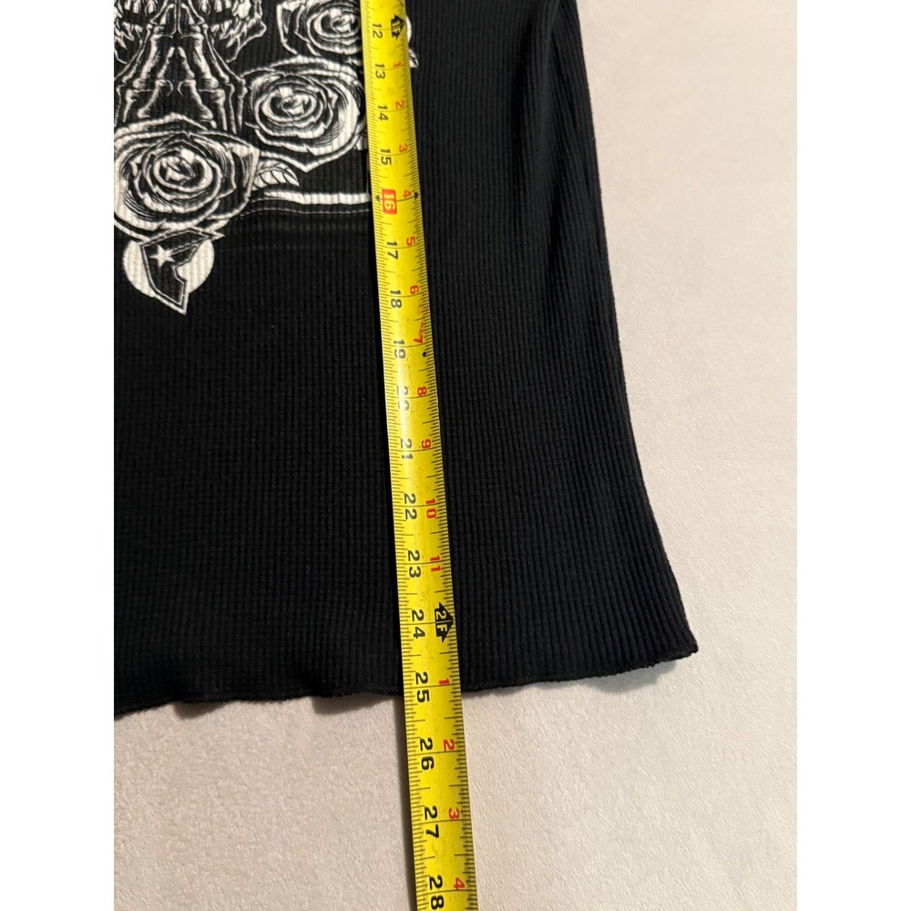 Famous Stars and Straps Mens Black Thermal Long Sleeve Skull Rose Y2K Shirt M - Picture 7 of 7
